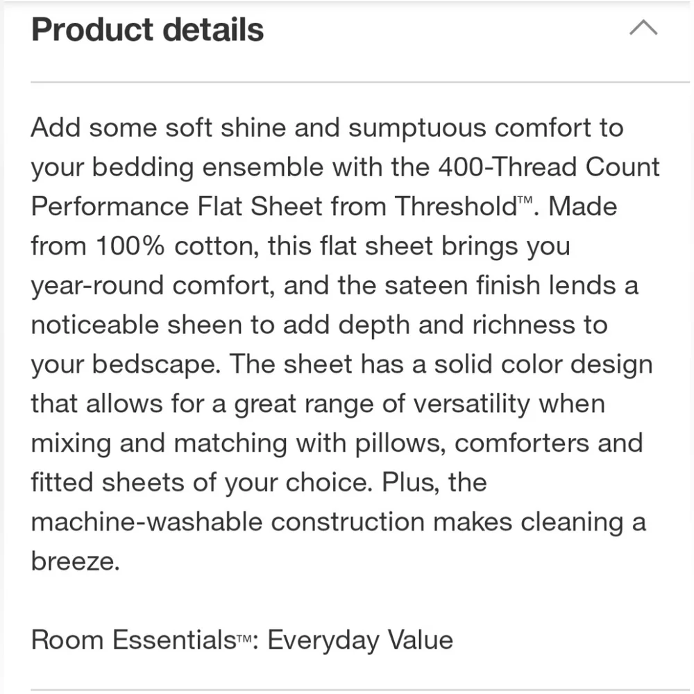 Threshold Full 400 Thread Count Performance Flat Sheet Classic Gray